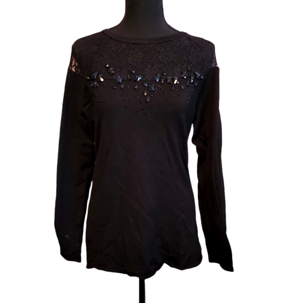Embellished sweater by Colleen Lopez.